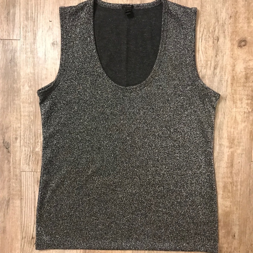 J. Crew Metallic Grey Scoop Neck Tank Top